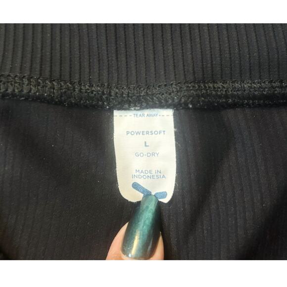 Old Navy Powersoft Go-Dry Black Ribbed Wide-Leg Leggings Womens Size L - Picture 3 of 7